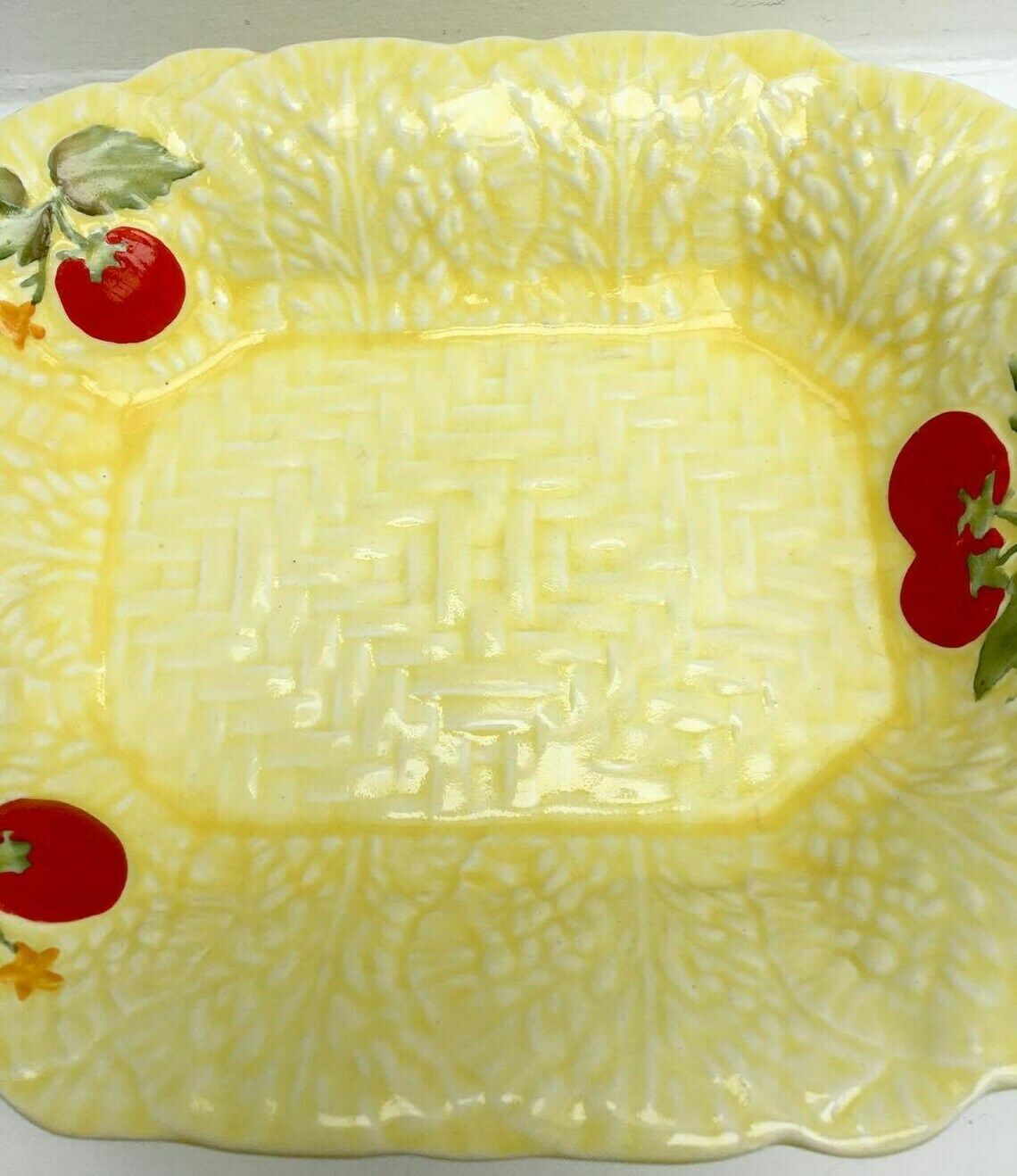 Serving Plate Vintage Crown Devon Yellow Tomato Plate, Crown Devon Garden, Dish And Plate, Crown Devon China Dishes, Art Deco ,Circa 1920s photo for sale