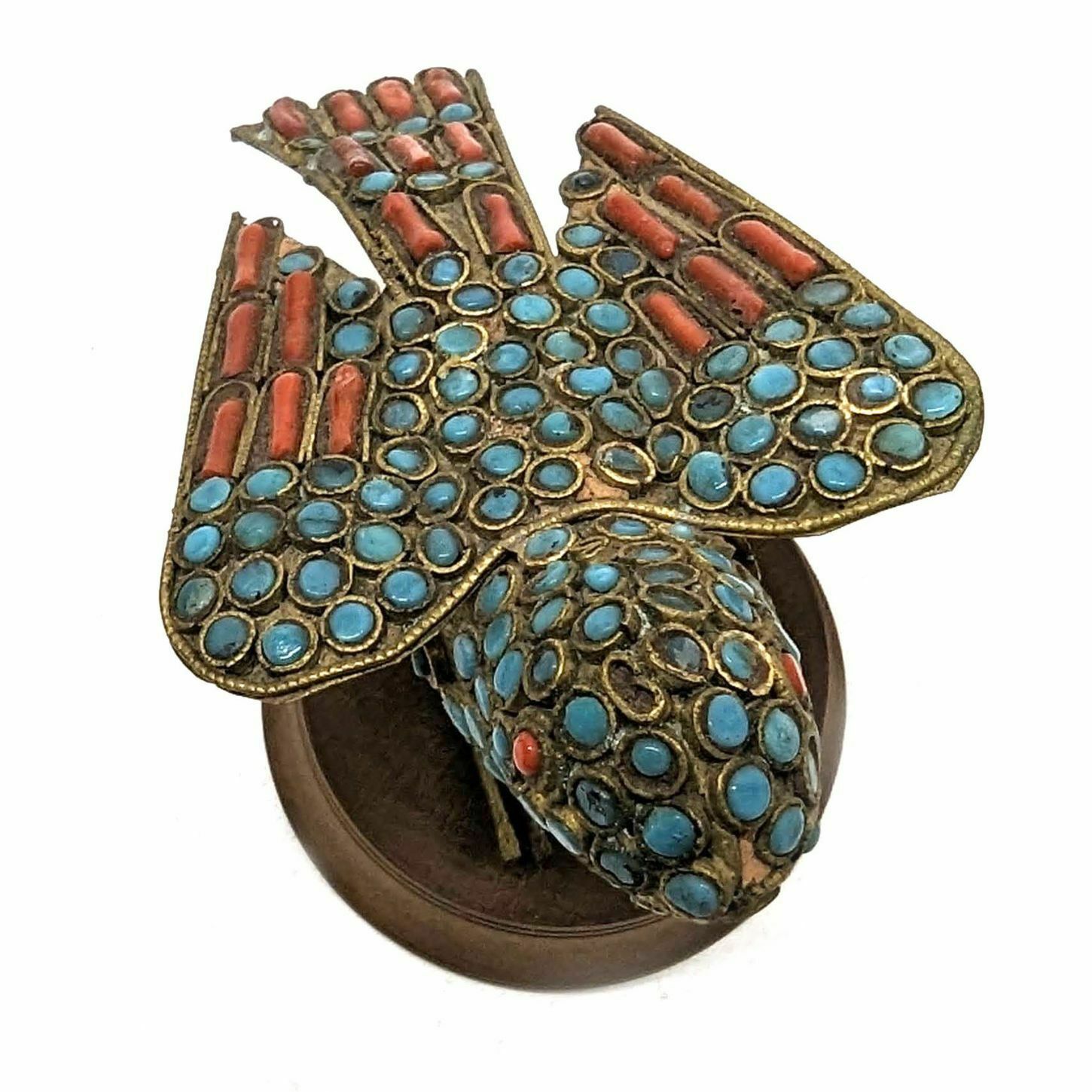 Animal Statuettes (Set Of 4) Coral And Turquoise Brass photo buy