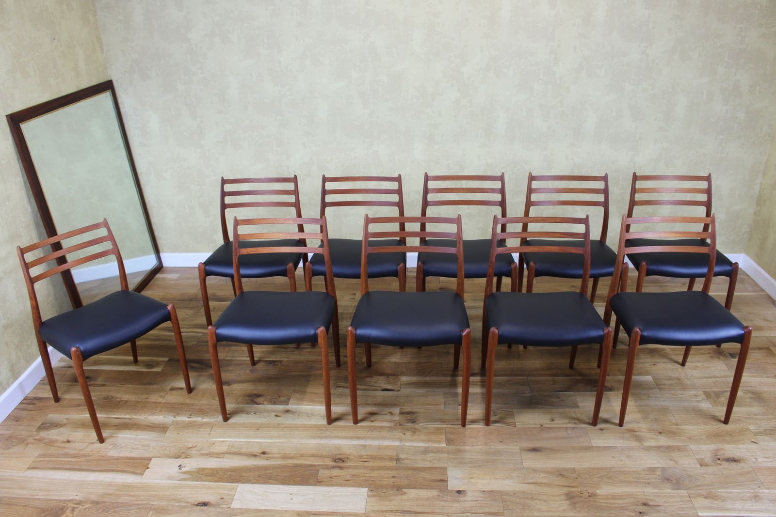 Set Of 10 1960’s Danish Moller Model 78 Dining Chairs In Teak