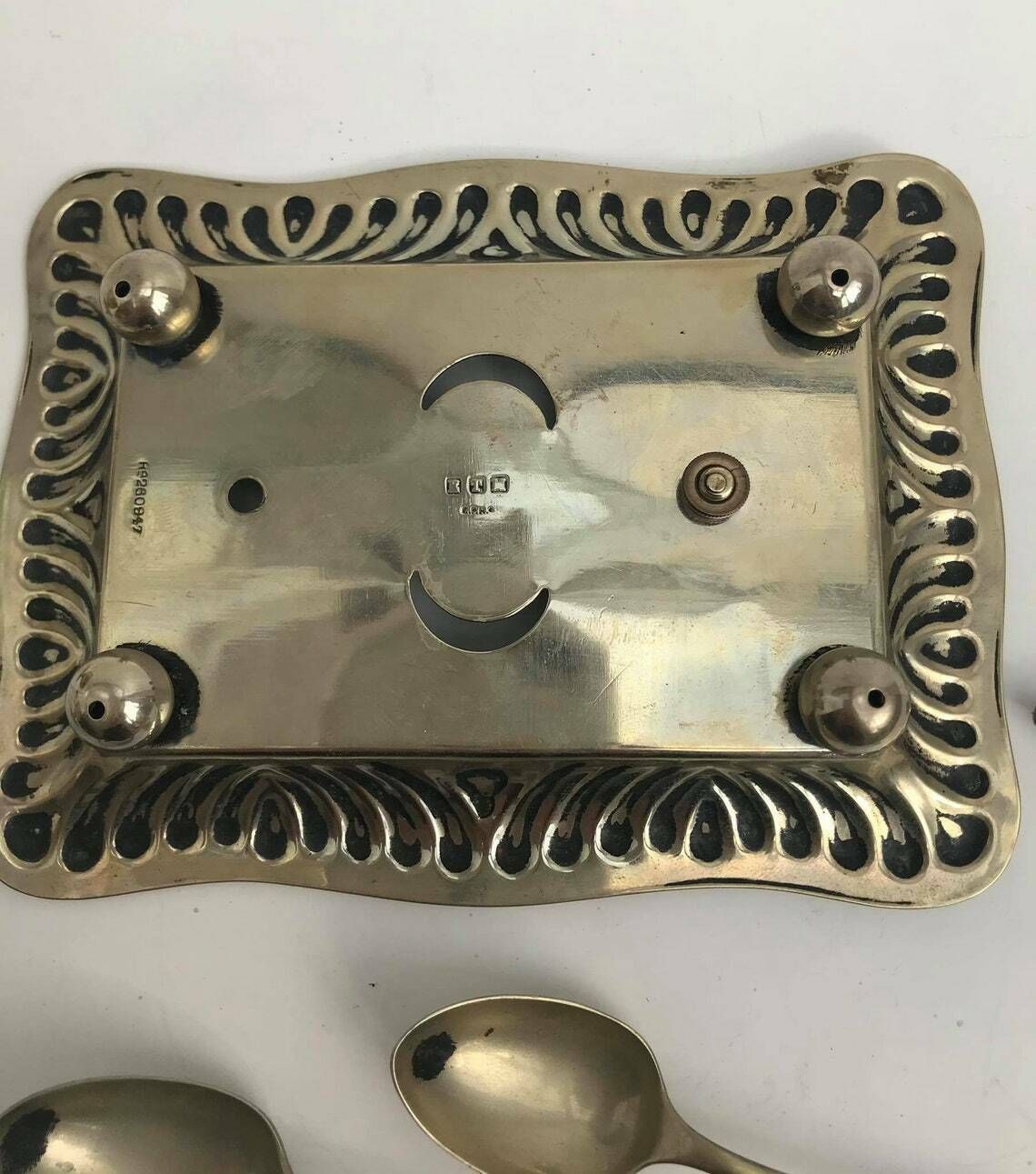 Antiek Eierdopjesset Art Deco Ontbijtset Verzilverd Epns 2 Eierdopjes Lepels Cruetset Met Standaard Huwelijkscadeau photo furniture