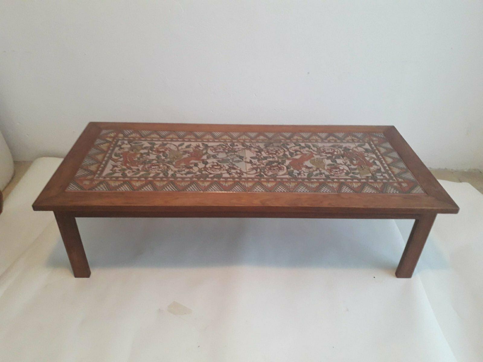 Hand Painted Ceramic Coffee Table From Paterna Majolica D'art, 1970s