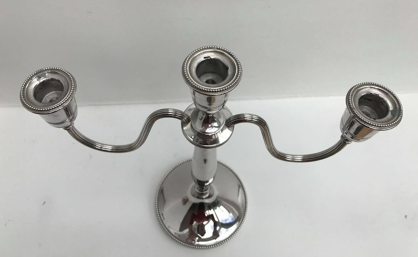 Candle Holder Heavy Silver Plated Candle Stand 3 Pointed Silver Plated Candlestick Christmas Table Decor Gift For Her Wedding Gift photo Home Decor