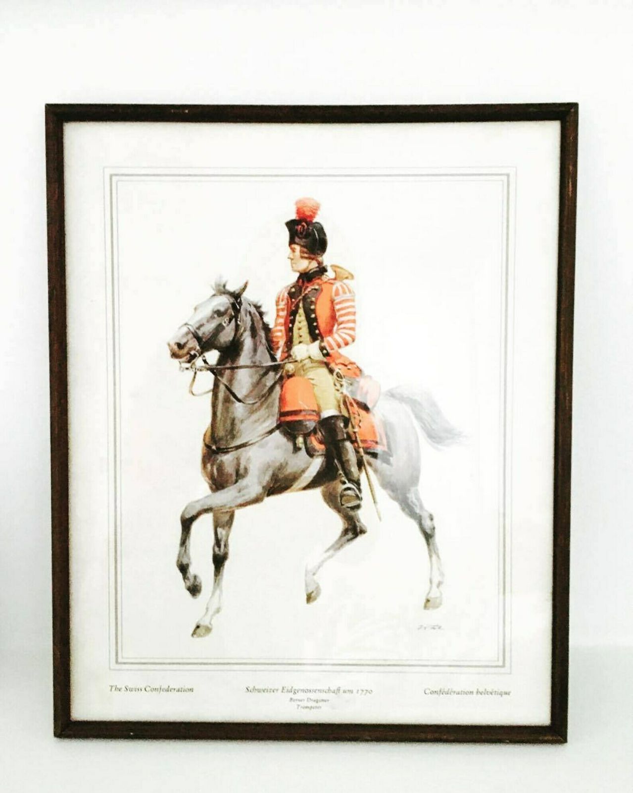 Wall Art Military Uniform Illustration Switzerland Militaria Military Regiment Switzerland Engraving, Regiment Officer, XVIII Century photo furniture