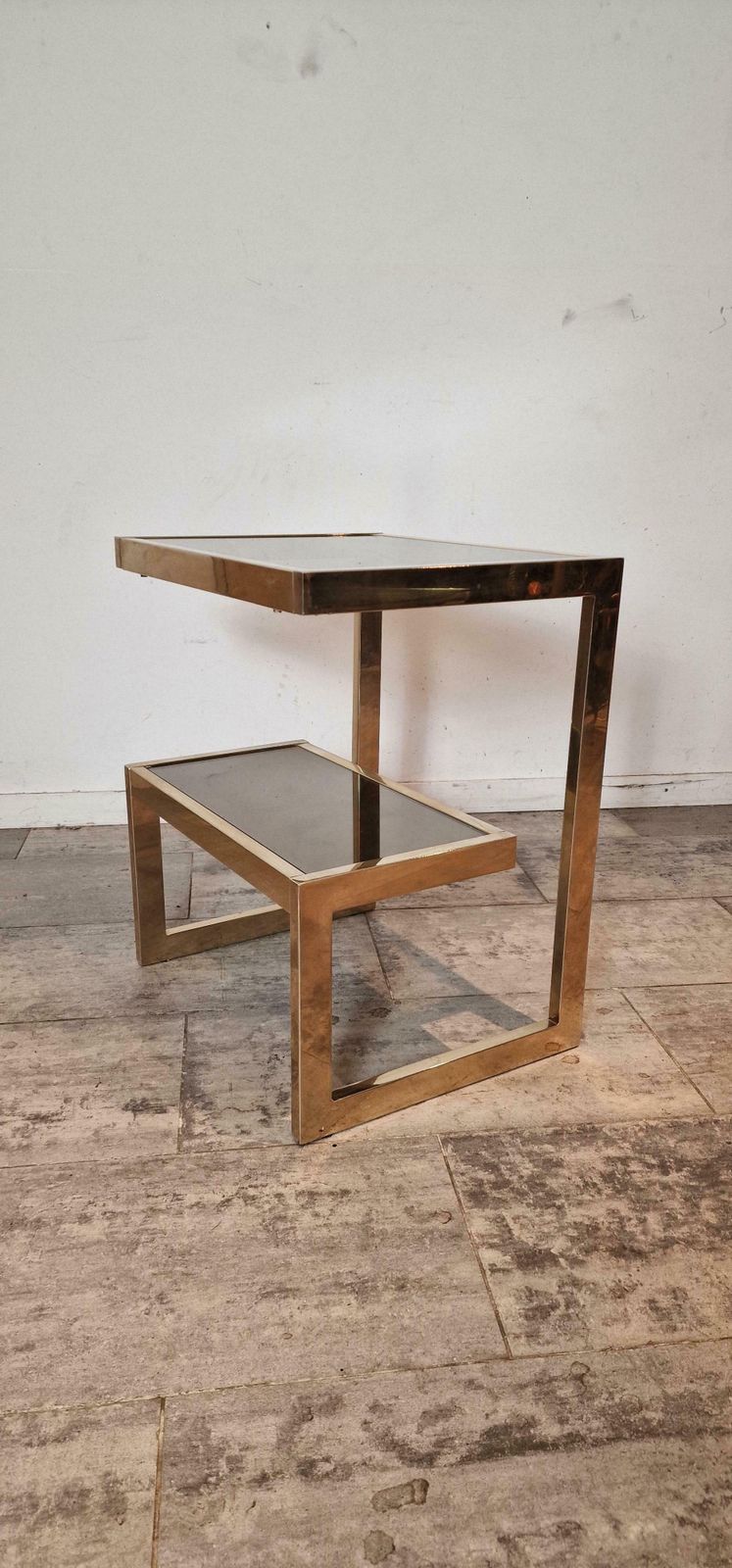 Gold Plated Belgochrom Side Table From Belgium, 1970s photo for sale
