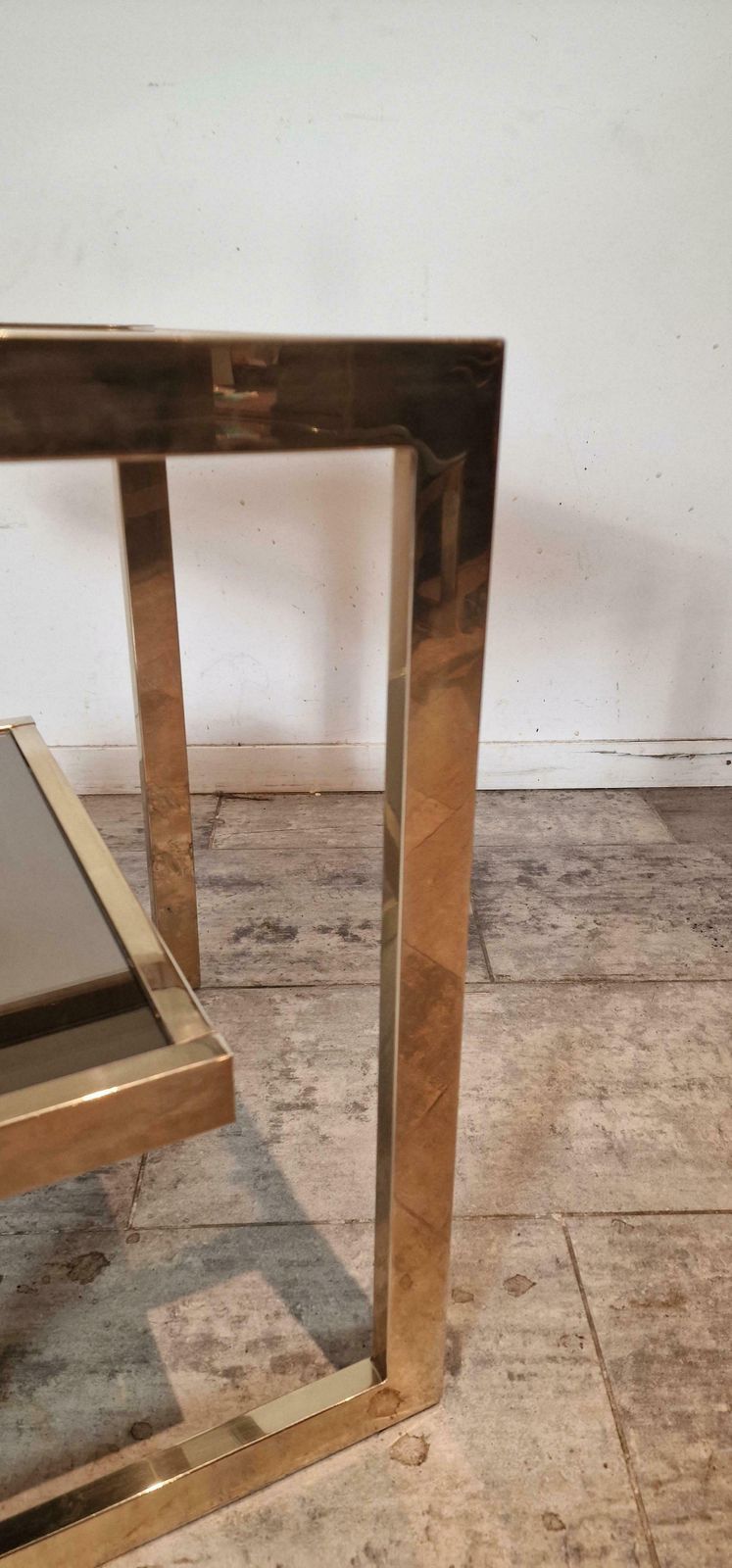 Gold Plated Belgochrom Side Table From Belgium, 1970s photo buy