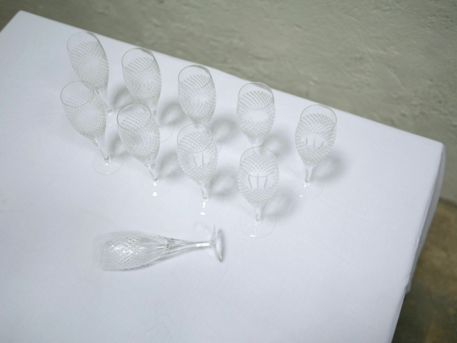 Series Of 10 Vintage Crystal Champagne Flutes photo furniture