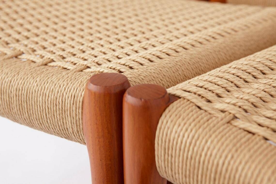 Niels Moller Mid Century Teakhouten Eetkamerstoelen Met Papercord Zittingen Van Niels O. Møller Voor J.L. Moller, Model 75, Set Van 4, Denemarken, Ca. Jaren 1950 photo buy