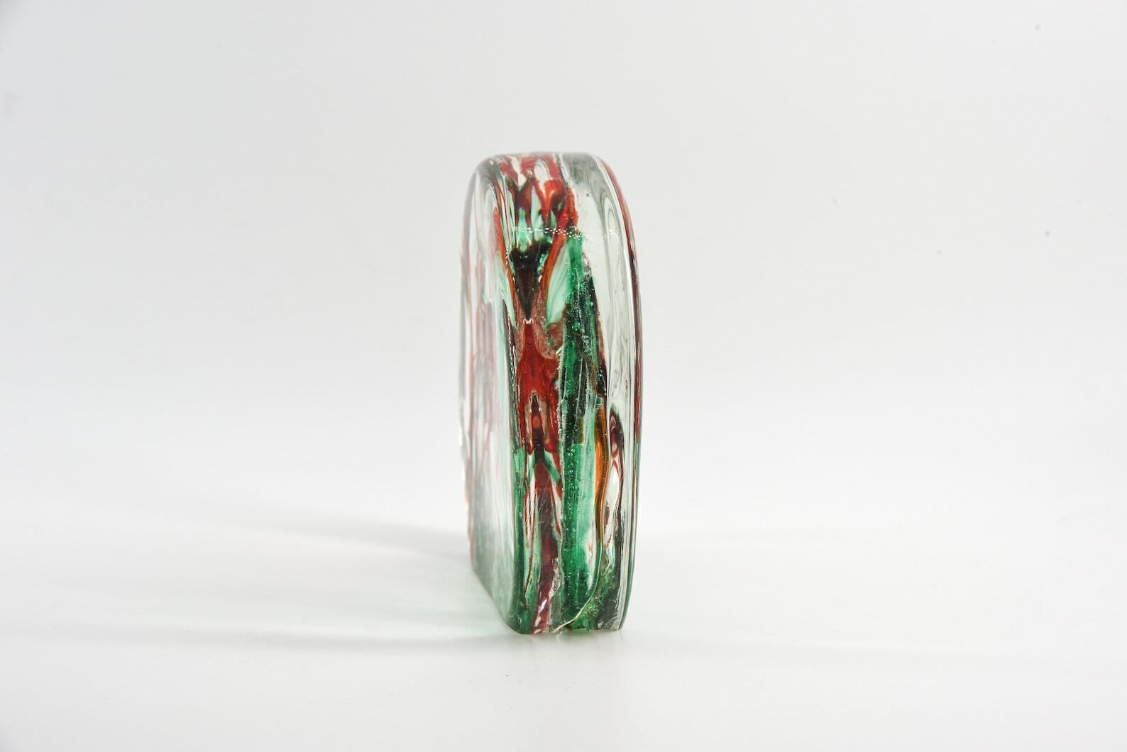 Murano Glass Aquarium With Silver Leaf, Large Glass Sculpture, Glass Aquarium Block With Rounded Sides Cedenese Style photo Home Decor