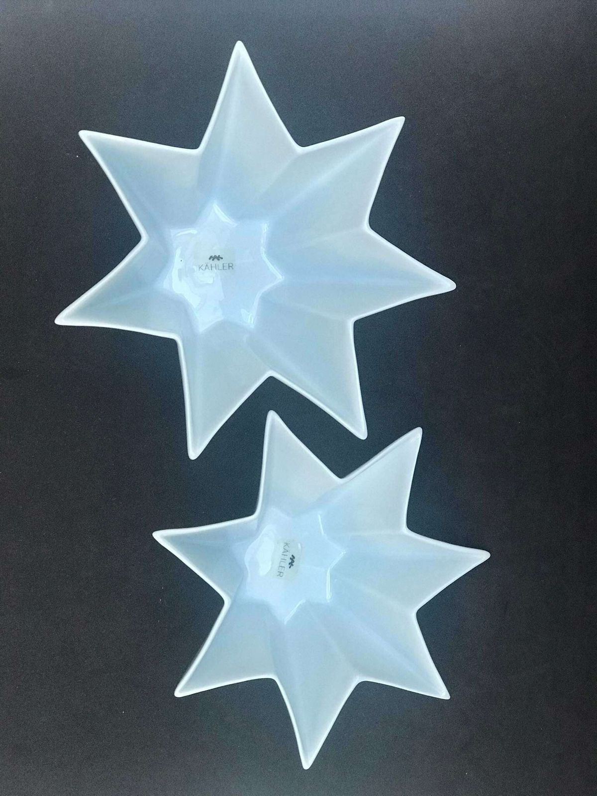 Bowls Porcelain Glaze Star Shaped Vintage Herman August Kahler (Hak) Danmark Danish Scandinavian Art Pottery Modern Sky Blue Pastel photo vinterior