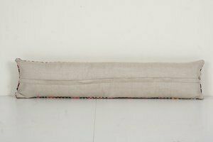 Turkish Pillow Cover, Geometrical Pillow Cover, Vintage Handmade, Bedding Kilim Pillows, Organic Cover 10'' X 40'' photo for sale