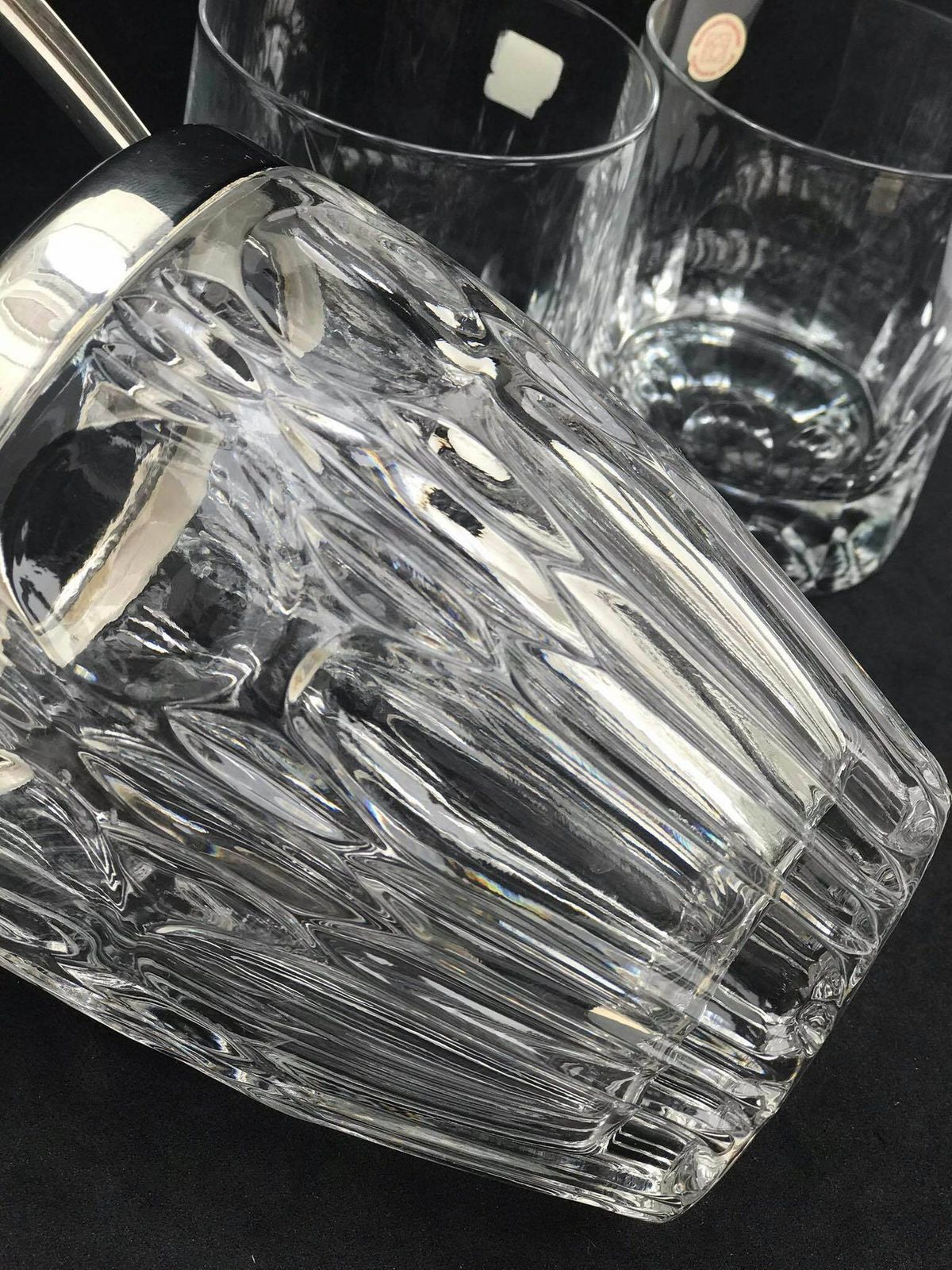 Whisky Glass Set Of 2 Heavy Cristal Cut Glasses And Ice Bucket Drink Glasses Whisky Bourbon Vintage Bar Set Liquor Measure Gift Him photo for sale
