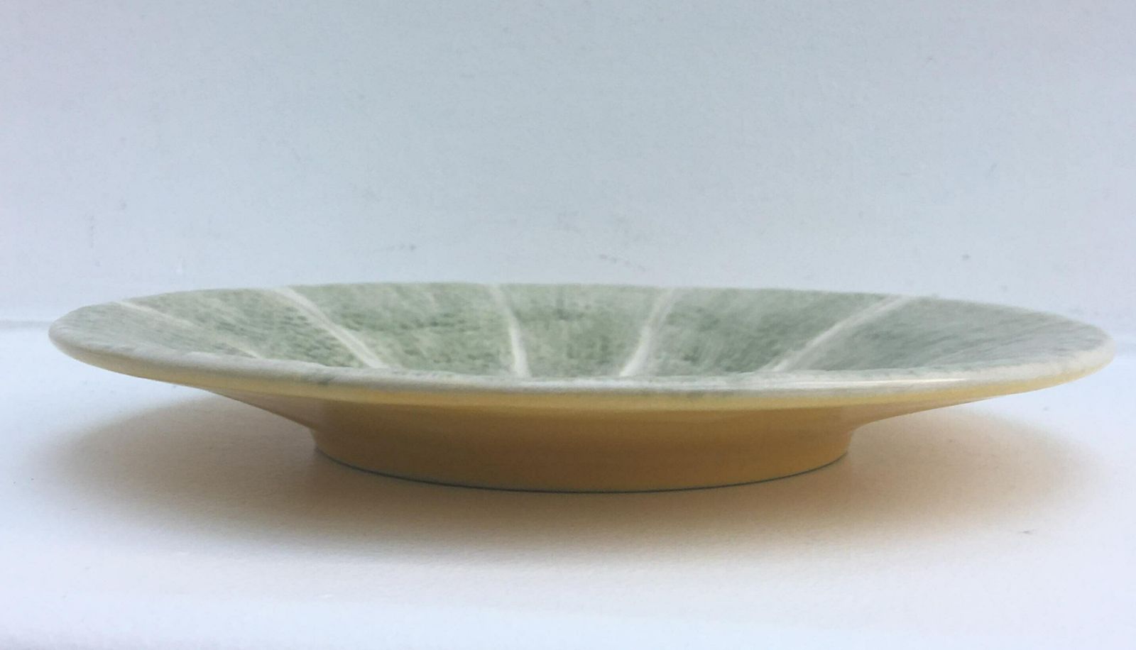 Bordallo Pinheiro Majolica Portugal Green Melon 8" Salad Dessert Plate, Melon Bowls, Green Stoneware Orange Dessert Plate, Salad Dish photo Home Decor
