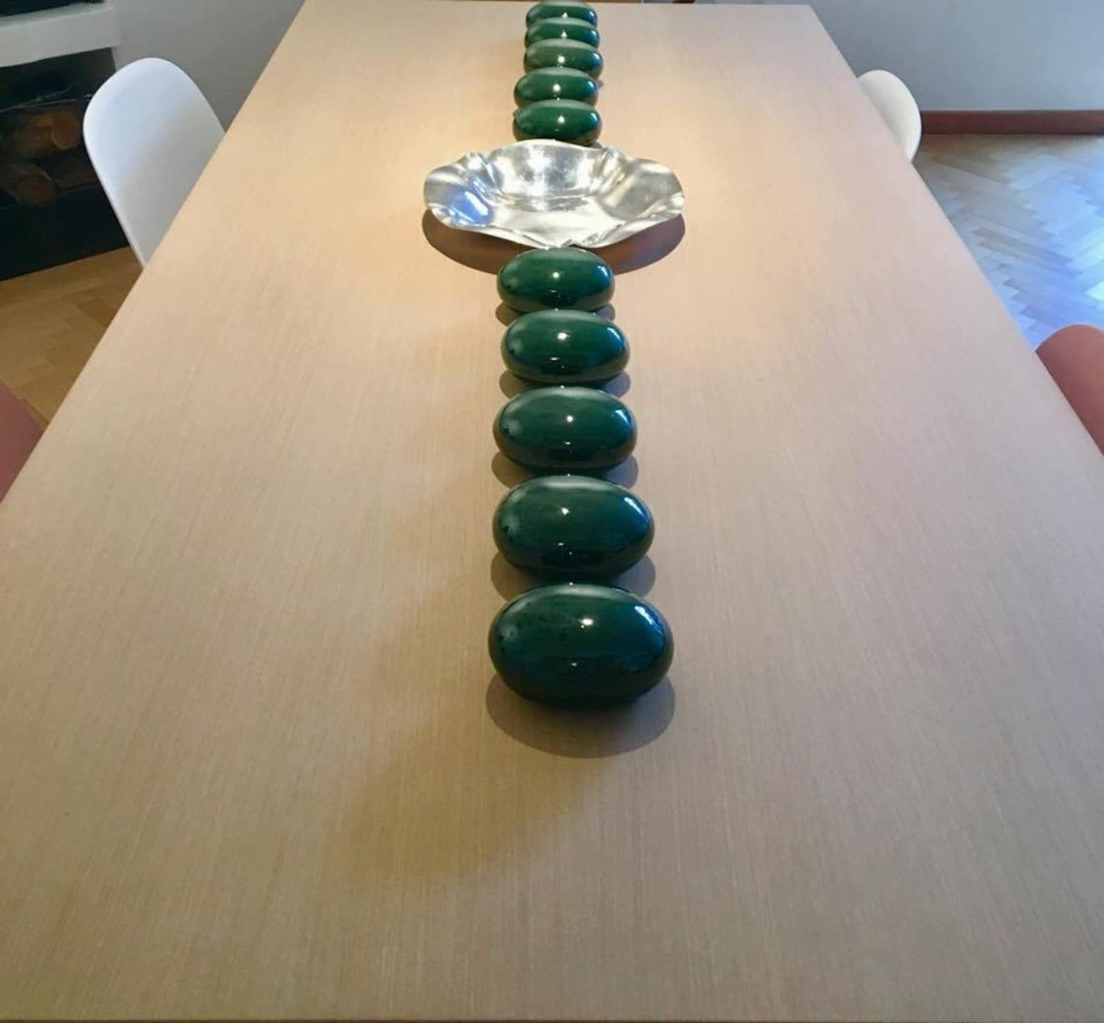 Set Van 5 Geglazuurde Keramische Stenen, Groen – Decoratieve Stijl Jaren 1950 – Tafel  En Woondecoratie photo buy
