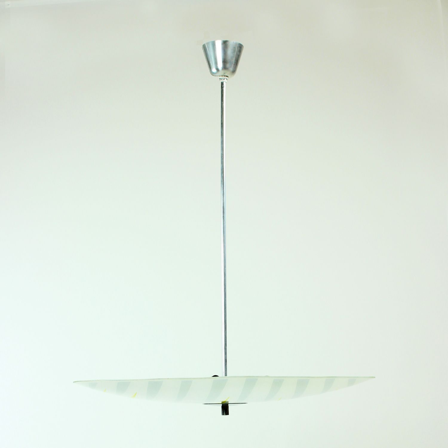 Brussels Era Glass Plate Light In Yellow And Gray Stripes, Napako, Circa 1960 photo Lighting