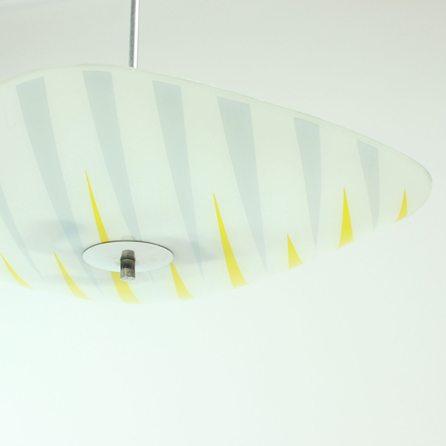 Brussels Era Glass Plate Light In Yellow And Gray Stripes, Napako, Circa 1960 photo buy