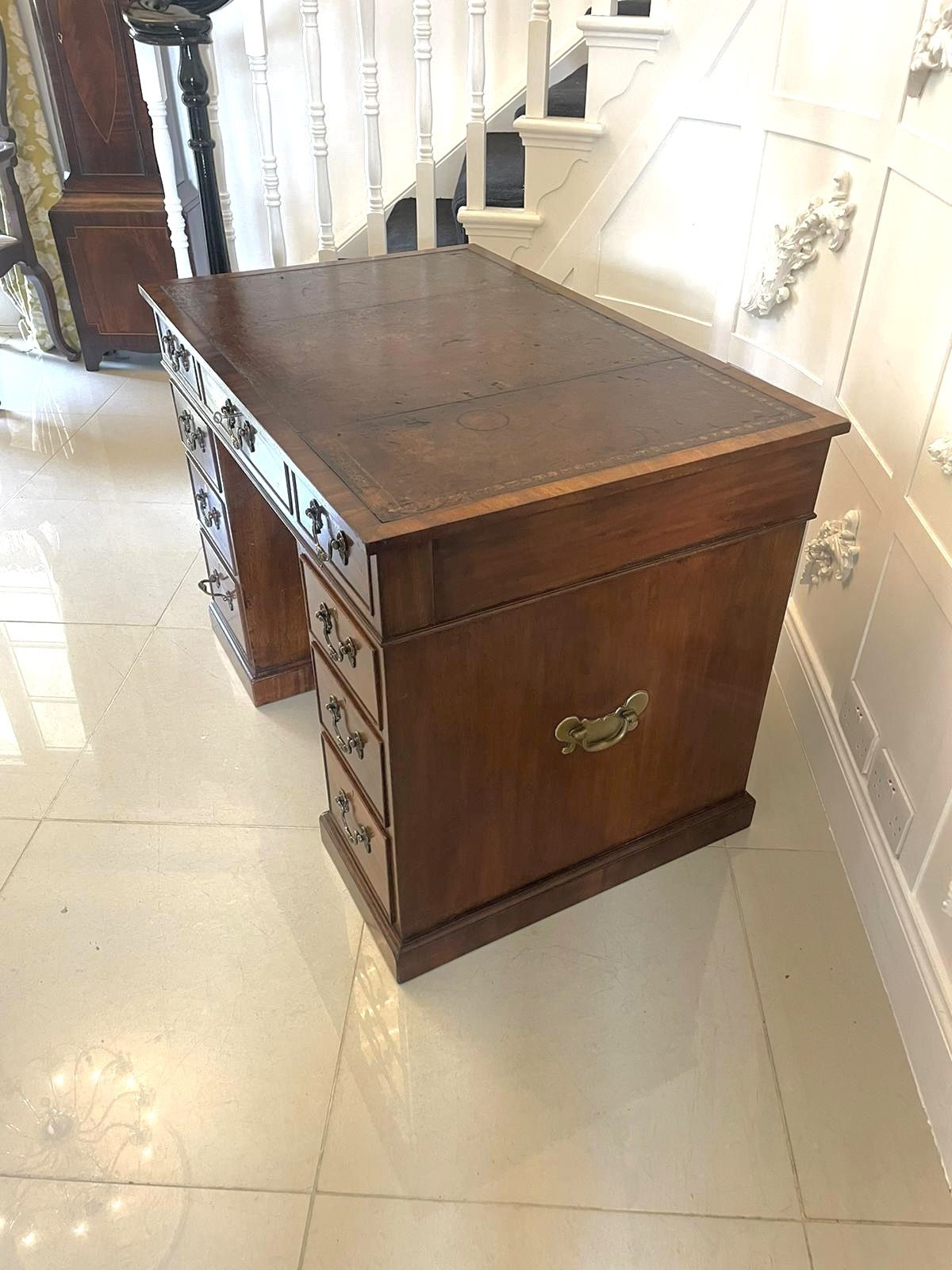 Antique 19th Century Quality Mahogany Kneehole Desk photo vintage