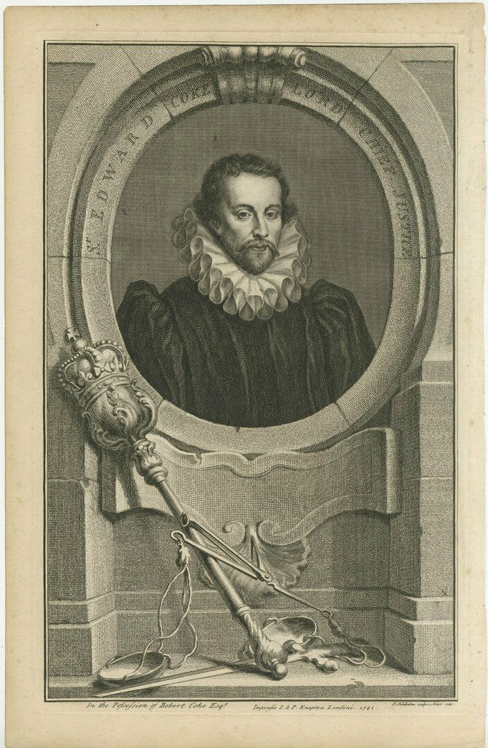 Antique Portrait Of Sir Edward Coke