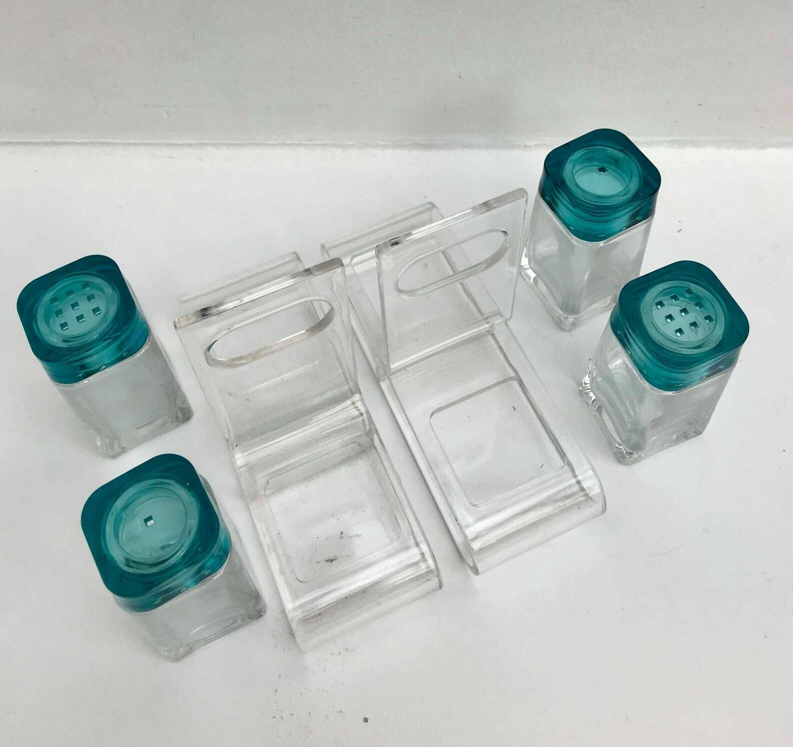 Salt And Pepper Shakers Set Of 2 Lucite Acrylic Glass Art By Luigi Barnioly Made In Italy Wedding Gift Christmas Table photo for sale
