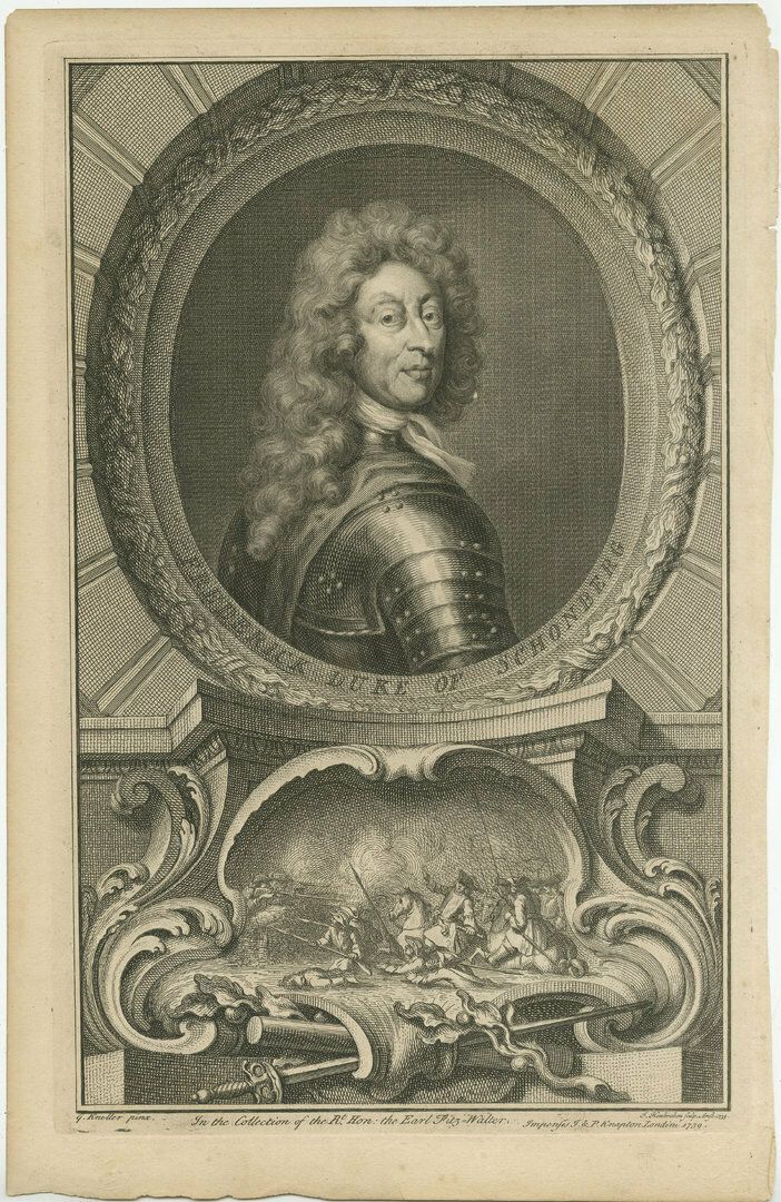 Antique Portrait Of Friedrich Herman, 1st Duke Of Schomberg