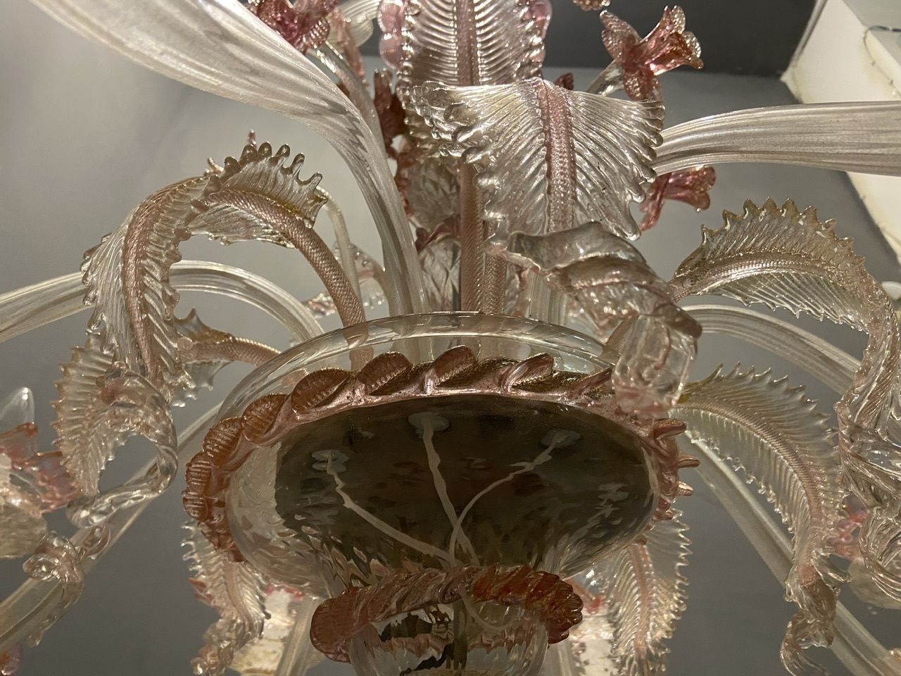 Large Pink Venetian Murano Glass Chandelier 1960’s photo furniture