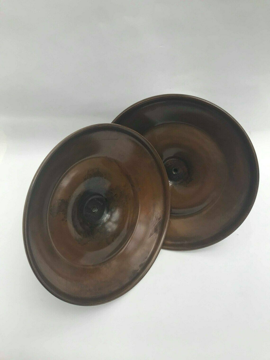 Art Deco Candle Holders Bronze Green Patina Ildfast 1930s Denmark, H.F Aegte Pair Candlestick Holders Desk Decor Ashtray Catchall Church photo buy