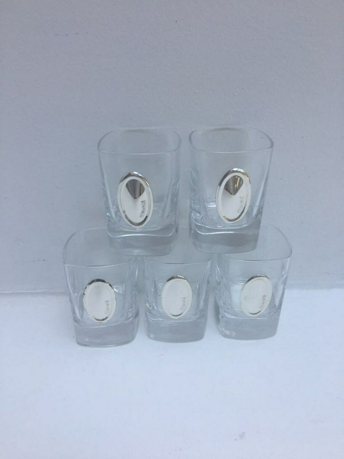 Shot Glasses With Silver Medallions , 5 Vodka Shots Glasses Square Glasses , Silver 925 Medallions Ready To Be Engraved Luxury Glassware photo 102.0