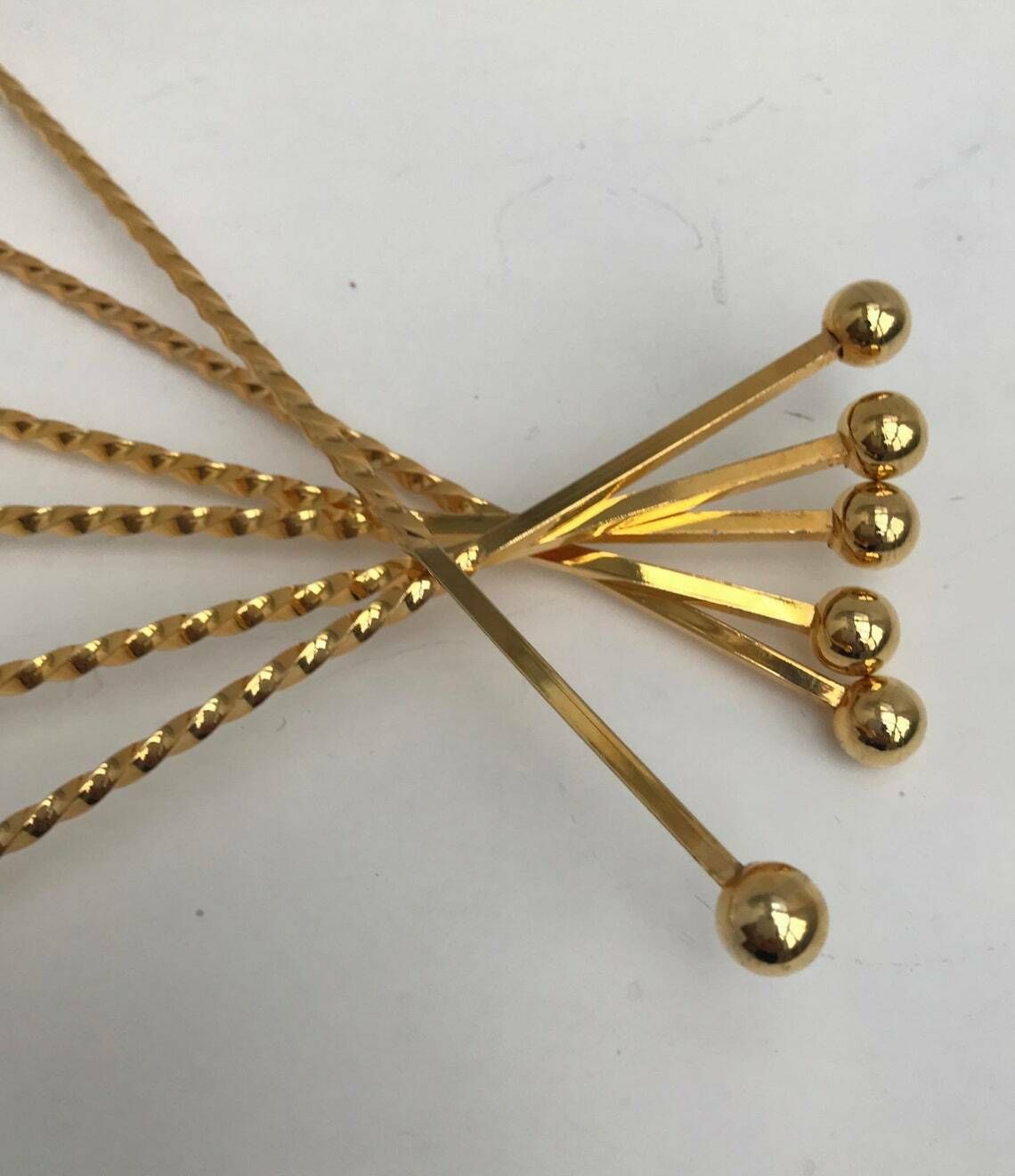 Drink Stirrers Cocktail Champagne Stirrers Whisks Sticks Set Of 6 Gold Plated Spoons Bar Tools Bar Cart Accessories Bartender Mixology photo Home Decor