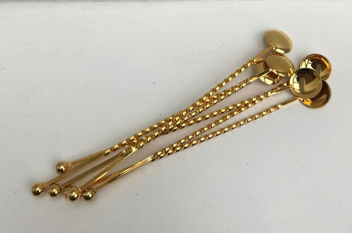 Drink Stirrers Cocktail Champagne Stirrers Whisks Sticks Set Of 6 Gold Plated Spoons Bar Tools Bar Cart Accessories Bartender Mixology photo vintage