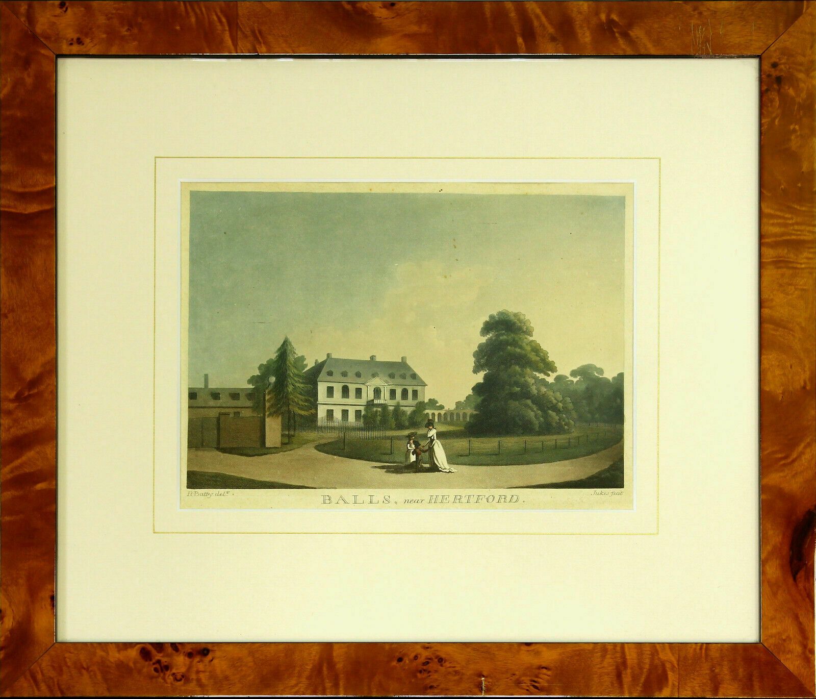 Engraving By Francis Jukes. Titled "Balls, Near Hertford"