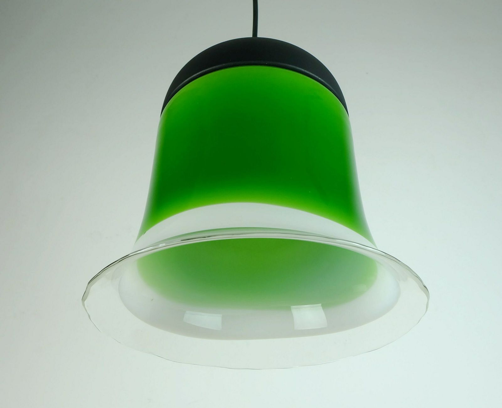 Mid Century Pendant Light Peill & Putzler 1970s Green White And Clear Glass Shade Model Ah 191 photo furniture
