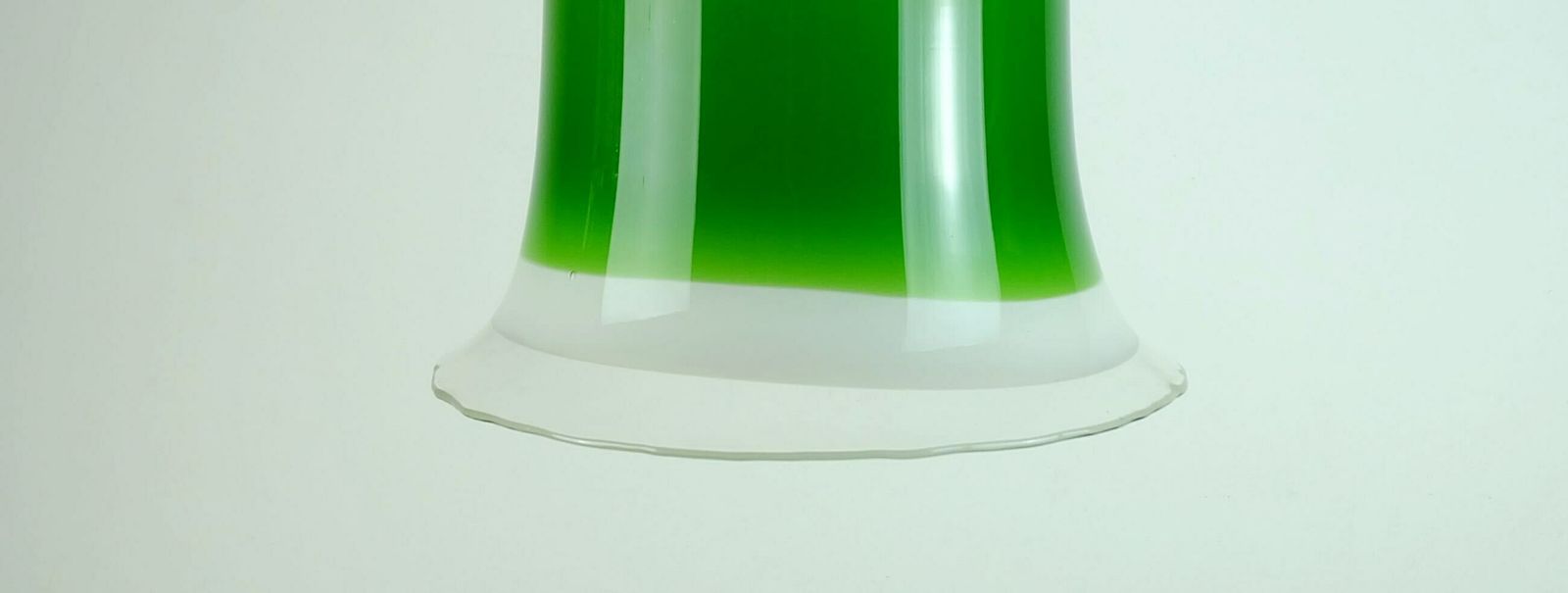 Mid Century Pendant Light Peill & Putzler 1970s Green White And Clear Glass Shade Model Ah 191 photo Home Decor