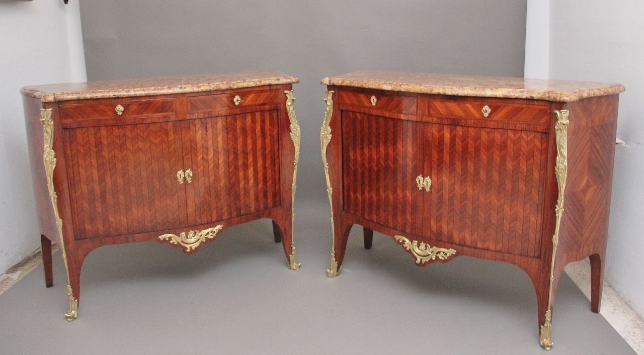 Pair 19th Century French Kingwood And Marble Top Commodes photo furniture