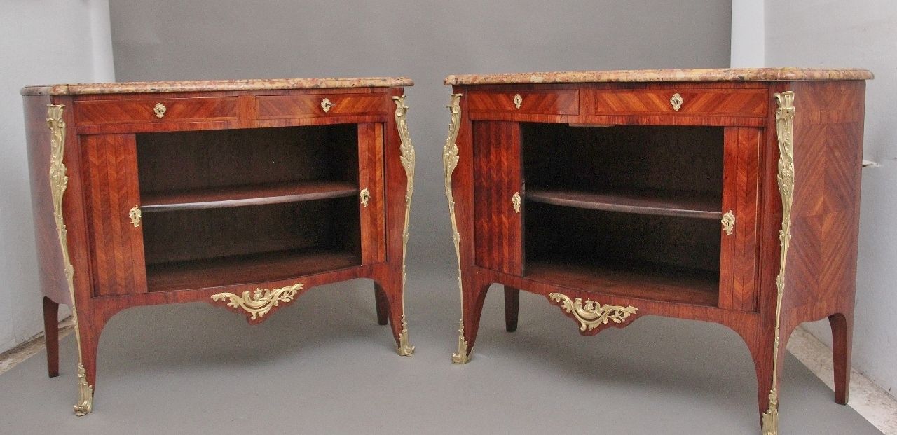 Pair 19th Century French Kingwood And Marble Top Commodes photo Furniture