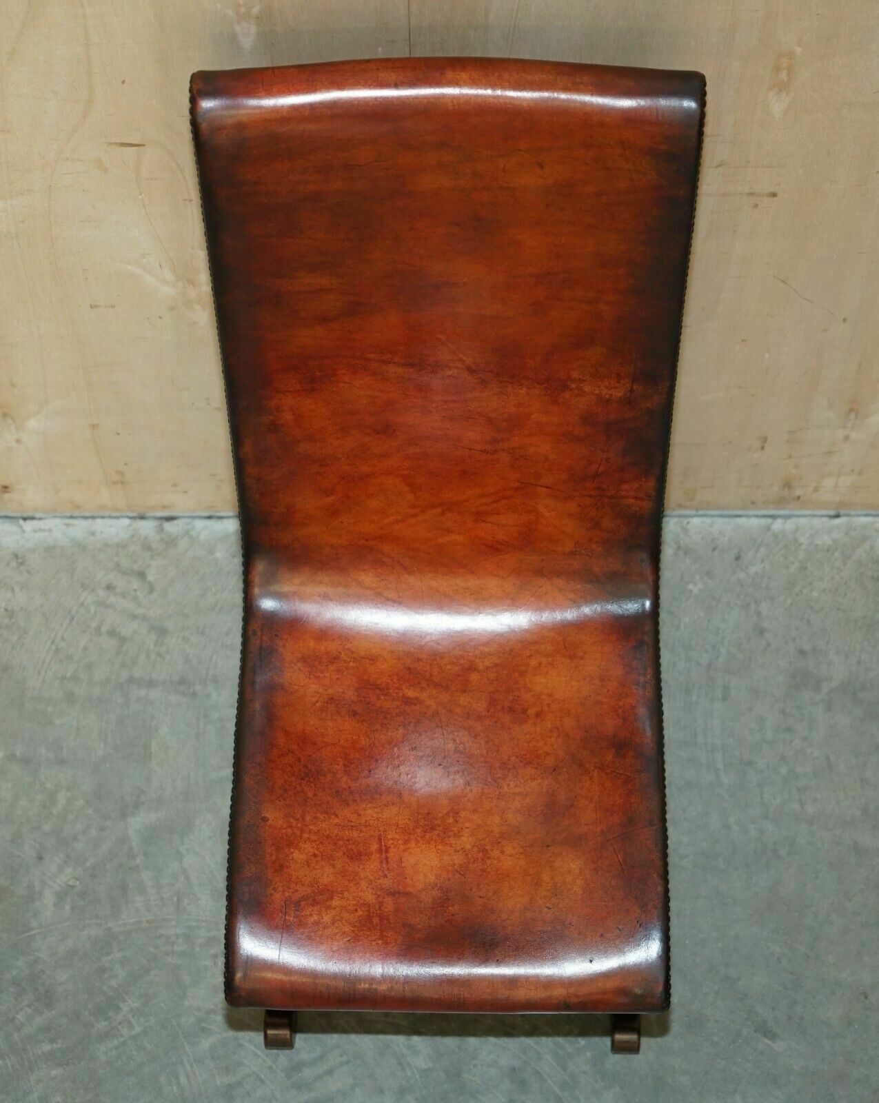7000.0 Six Restored Brown Leather And Oak Spanish Pierre Lottier Alamazan Dining Chairs 6 photo