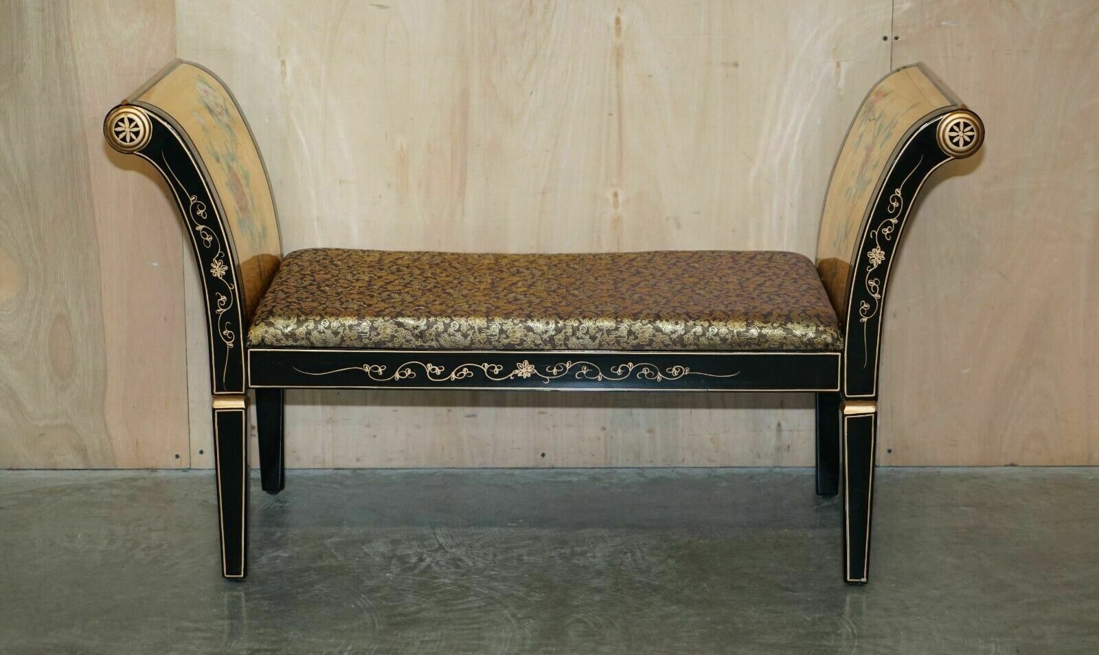 Antique Mother Of Pearl Soapstone Geisha Girl Carved Chinese Chinoiserie Bench photo furniture