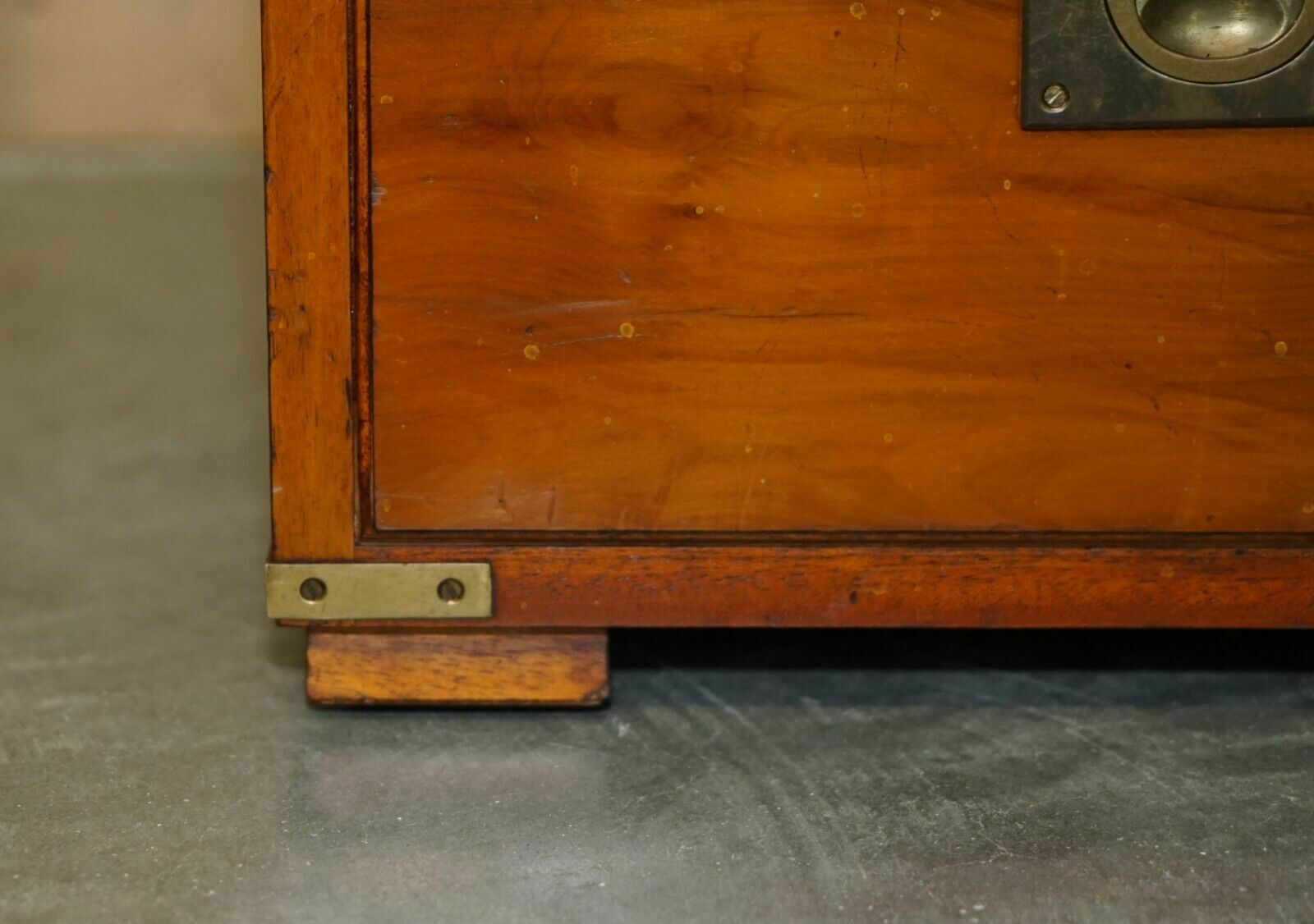 Burr Yew & Elm Wood Military Campaign Drinks Cabinet Hidden Inside A Side Table photo vinterior
