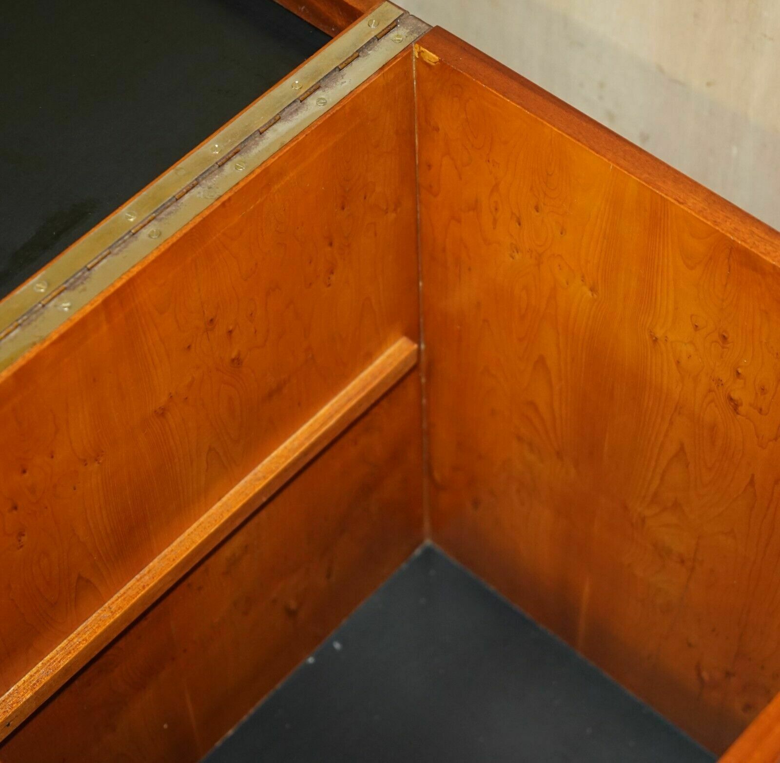 photo buy Burr Yew & Elm Wood Military Campaign Drinks Cabinet Hidden Inside A Side Table