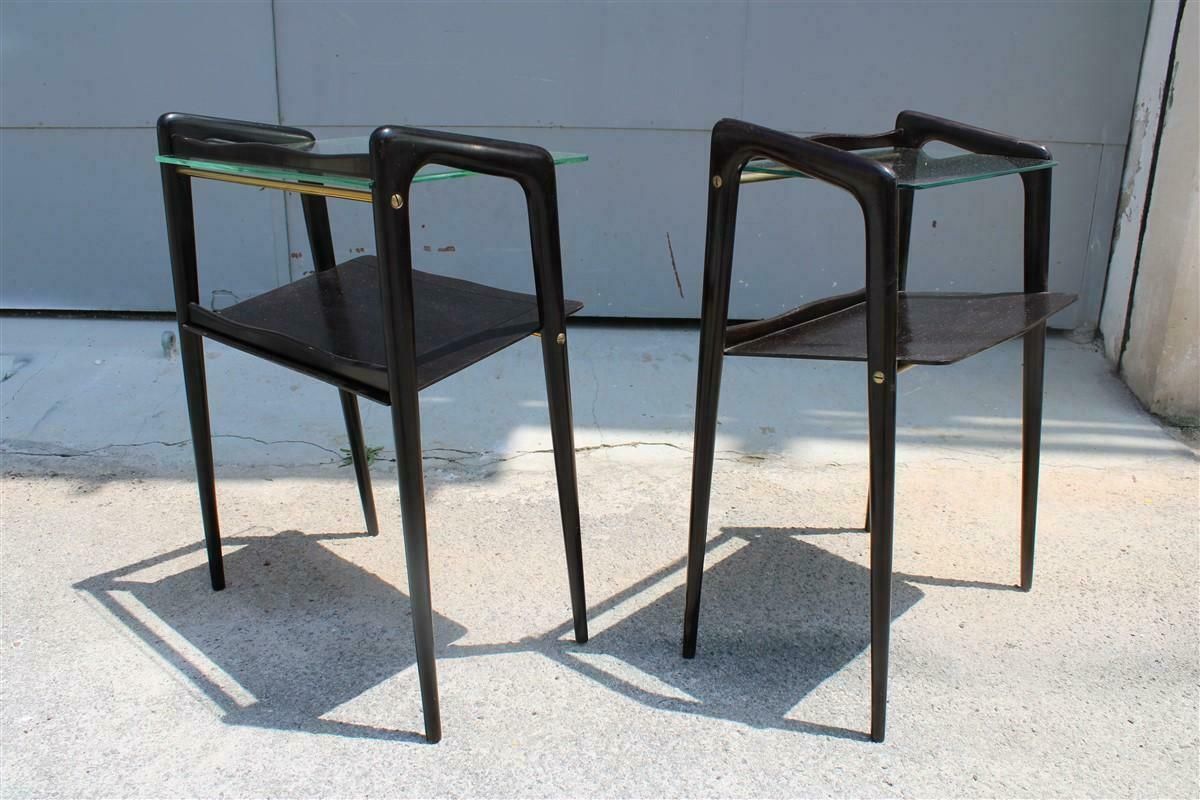 Small Bedside Tables Or Shelves In Mahogany Ico Parisi For Debaggis 1950s Brass photo furniture