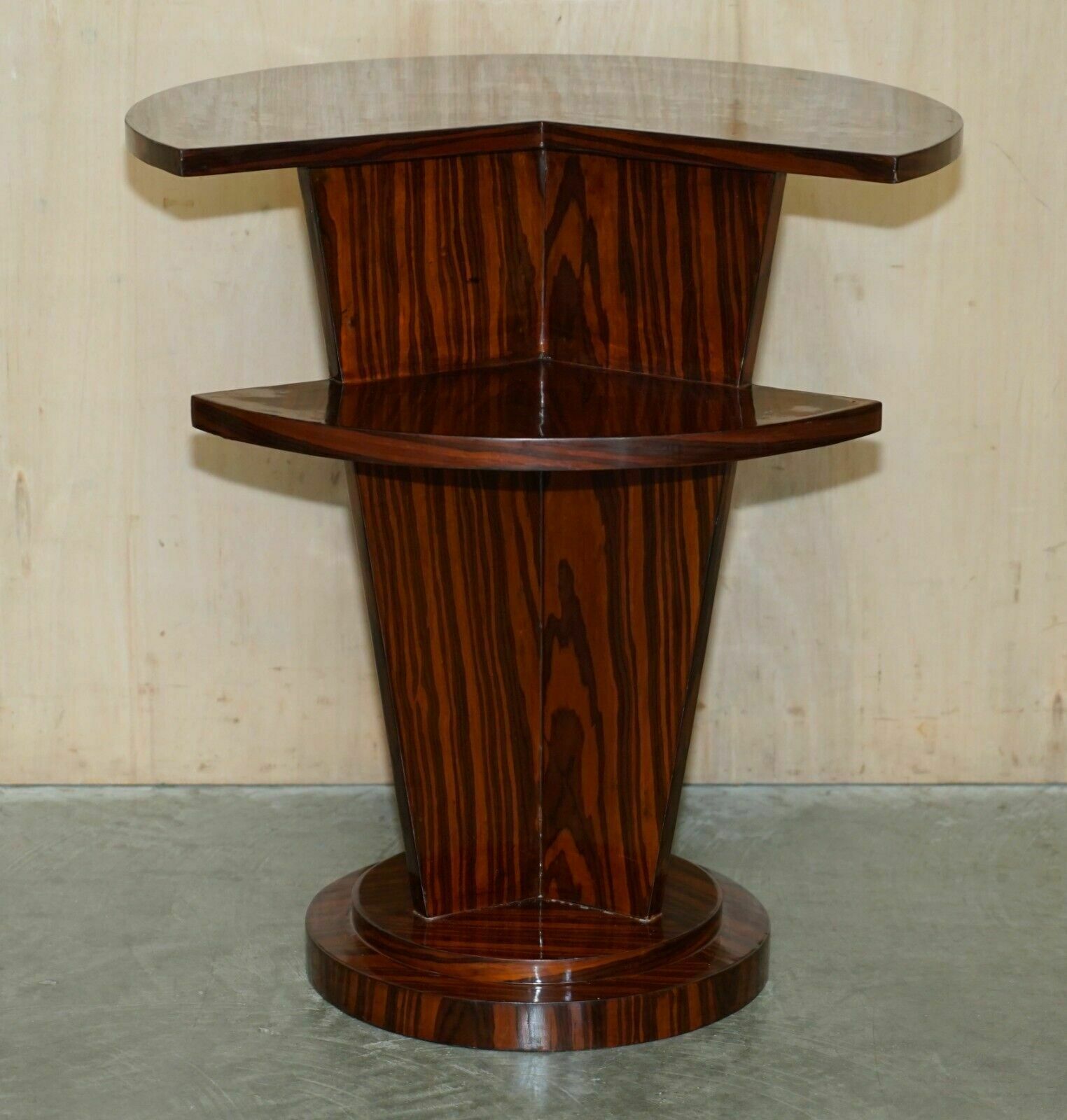 photo buy Pair Of Lovely Vintage Art Deco Style Two Tier Macassar Wood Side End Tables