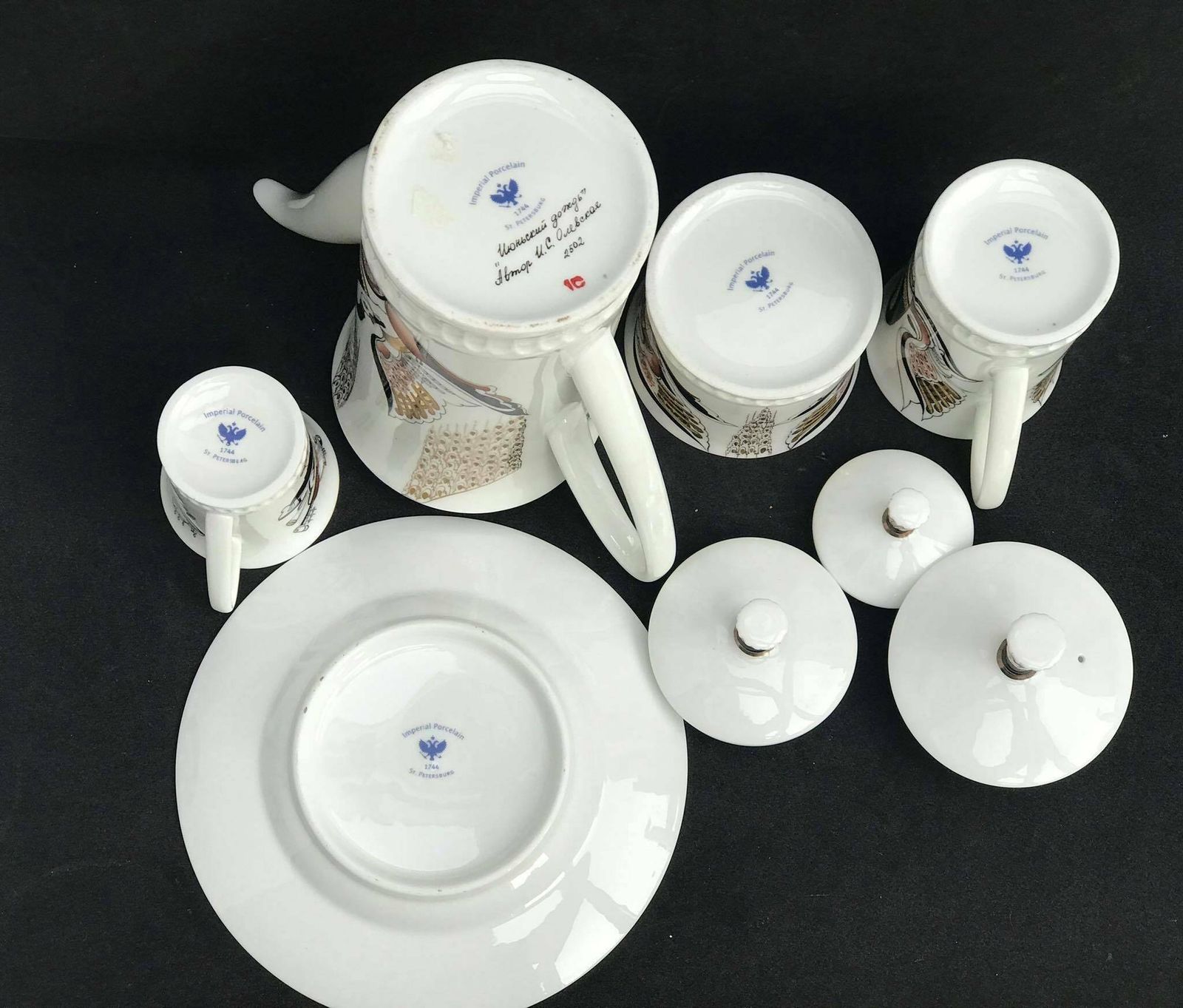 photo furniture Imperial Porcelain Lomonosov Russian Coffee Set Collection Gift Collector Cups Creamer Sugar Bowl Wedding Gift Swan Musical Instruments
