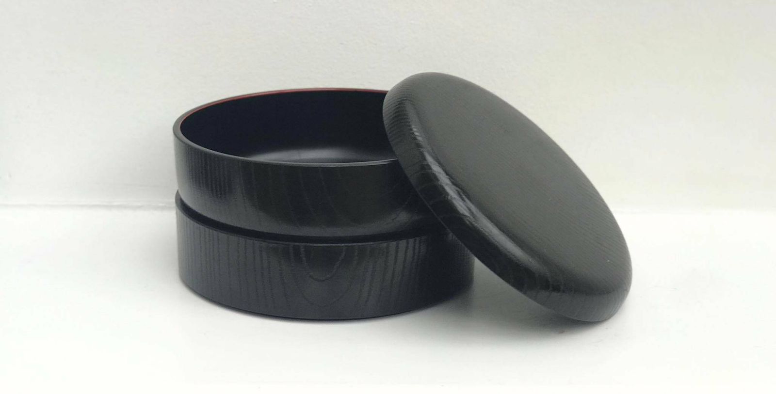 photo for sale Japanese Lacquered Lunch Box 2 Tiers With Lid Black Modern Minimalist Decor Gift Japanese Black Red Box Storage Kitchen Decor