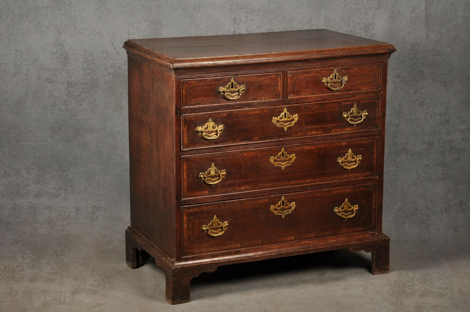 18th Century Inlaid Oak Chest Of Drawers photo for sale