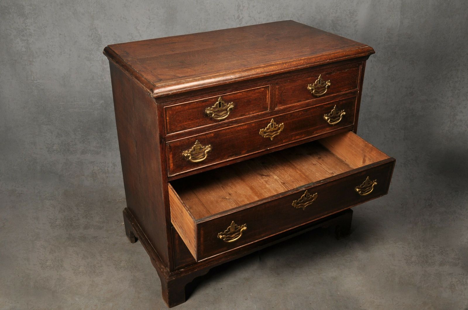 18th Century Inlaid Oak Chest Of Drawers photo vintage