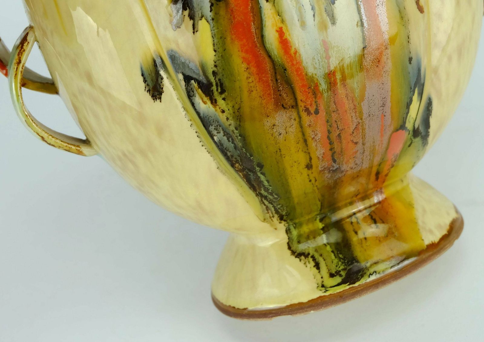 Beautiful Art Déco Vase 1930s Ceramic Dumler Breiden Drip Glaze Double Handle photo buy