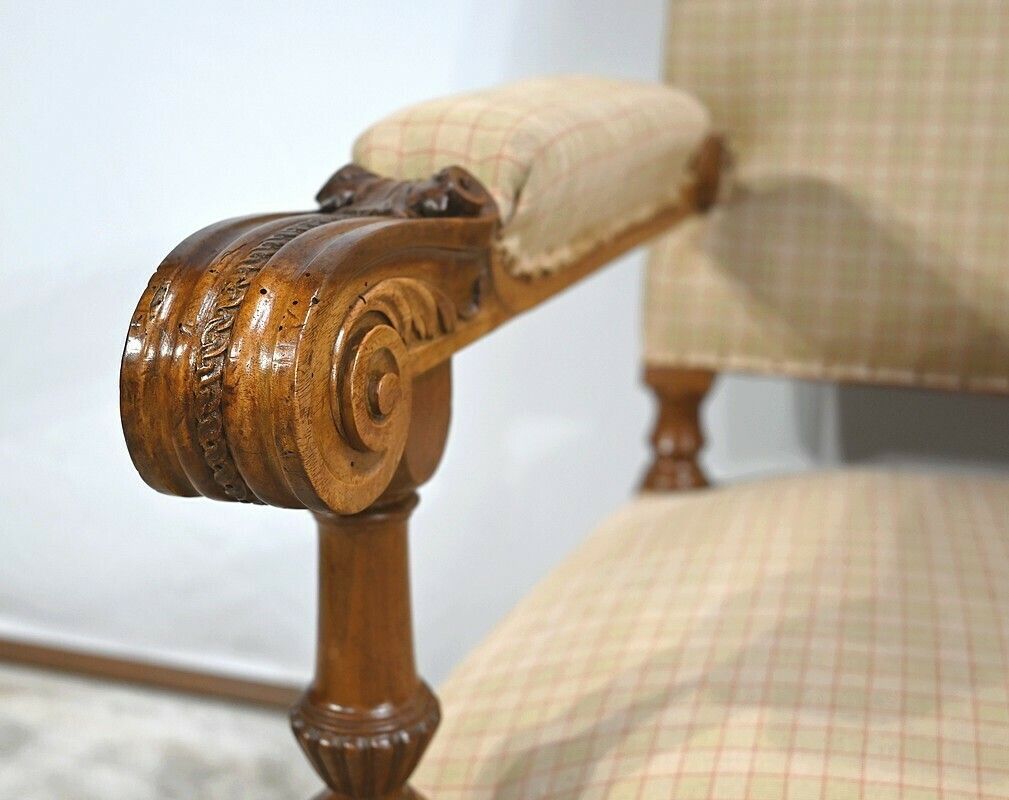 Important Walnut Armchair, Louis XIV Style   Mid 19th Century photo vintage