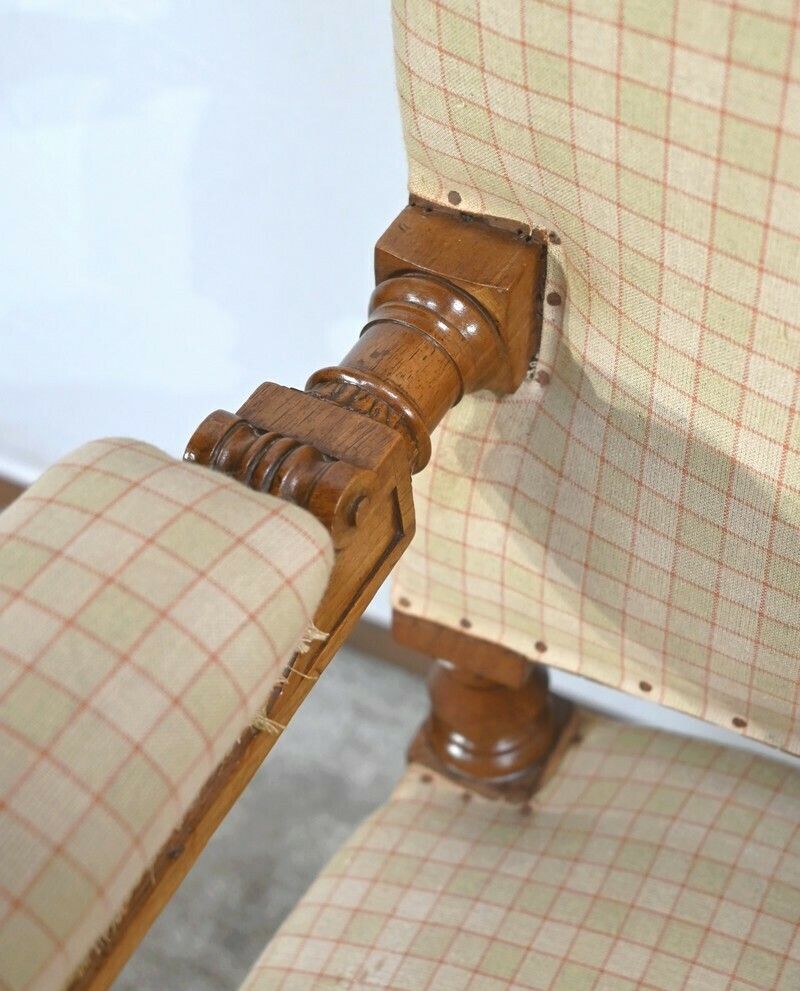 Furniture Important Walnut Armchair, Louis XIV Style   Mid 19th Century photo