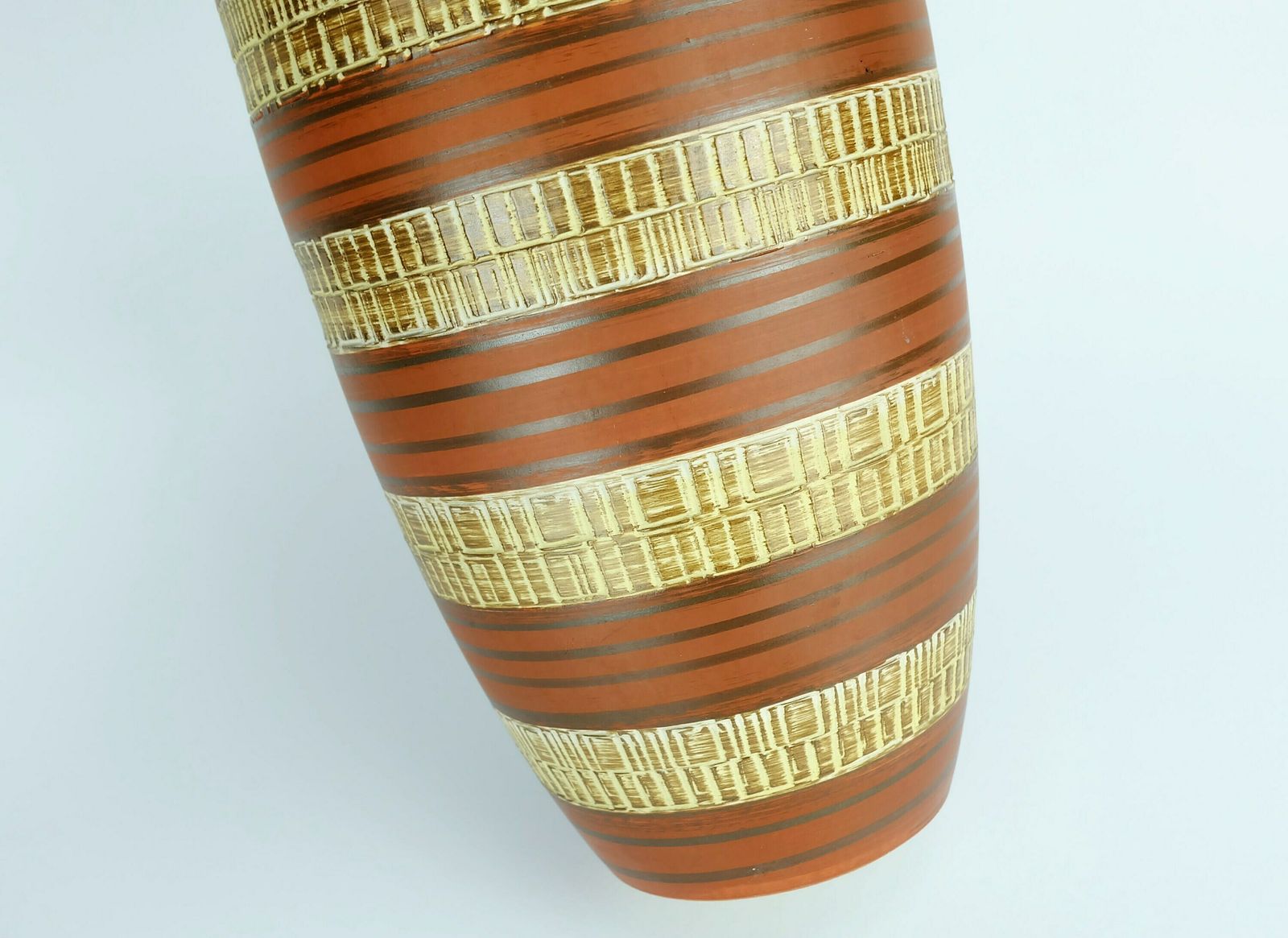 West German Mid Century Vase Duemler & Breiden Model 166 30 Relief And Stripe Decor 1950s 1960s Wgp photo vinterior