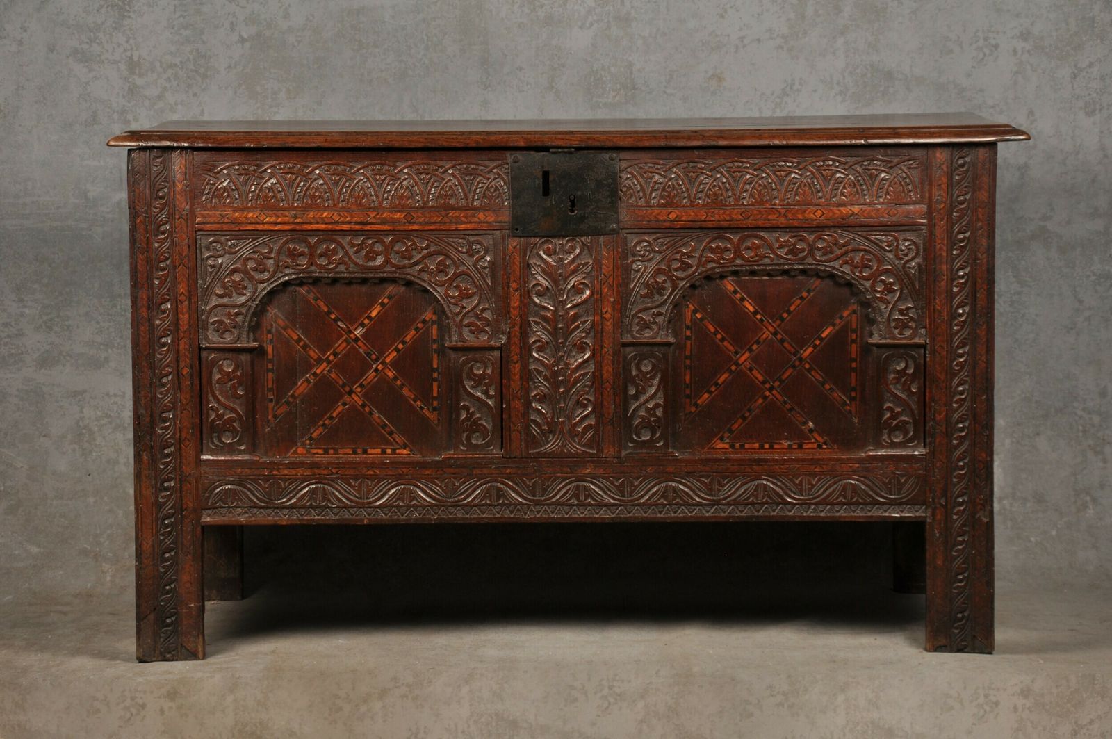 Early 17th Century Oak Coffer, 18th Century And Earlier