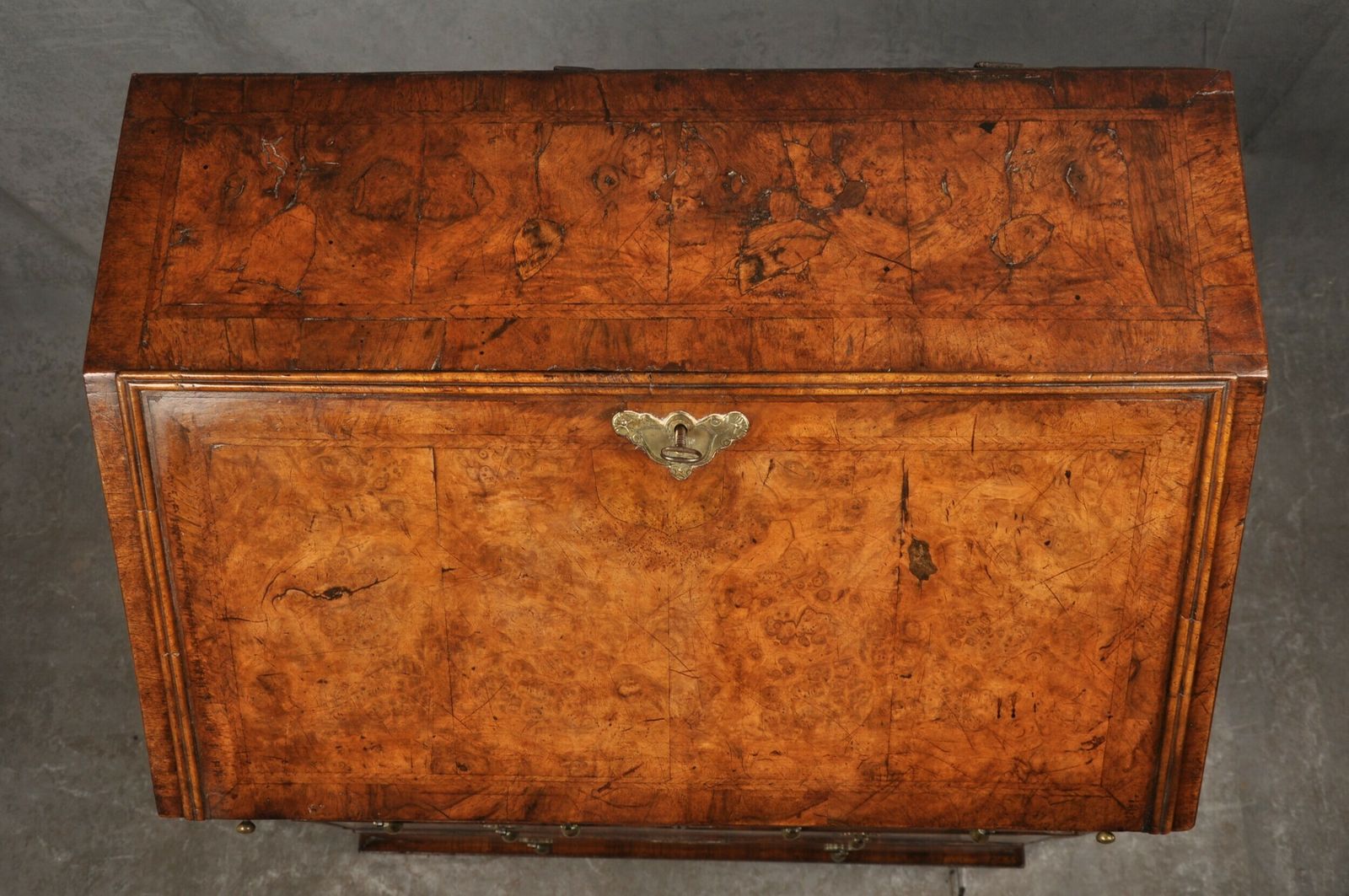 Furniture Small Early 18th Century Burr Walnut Bureau photo