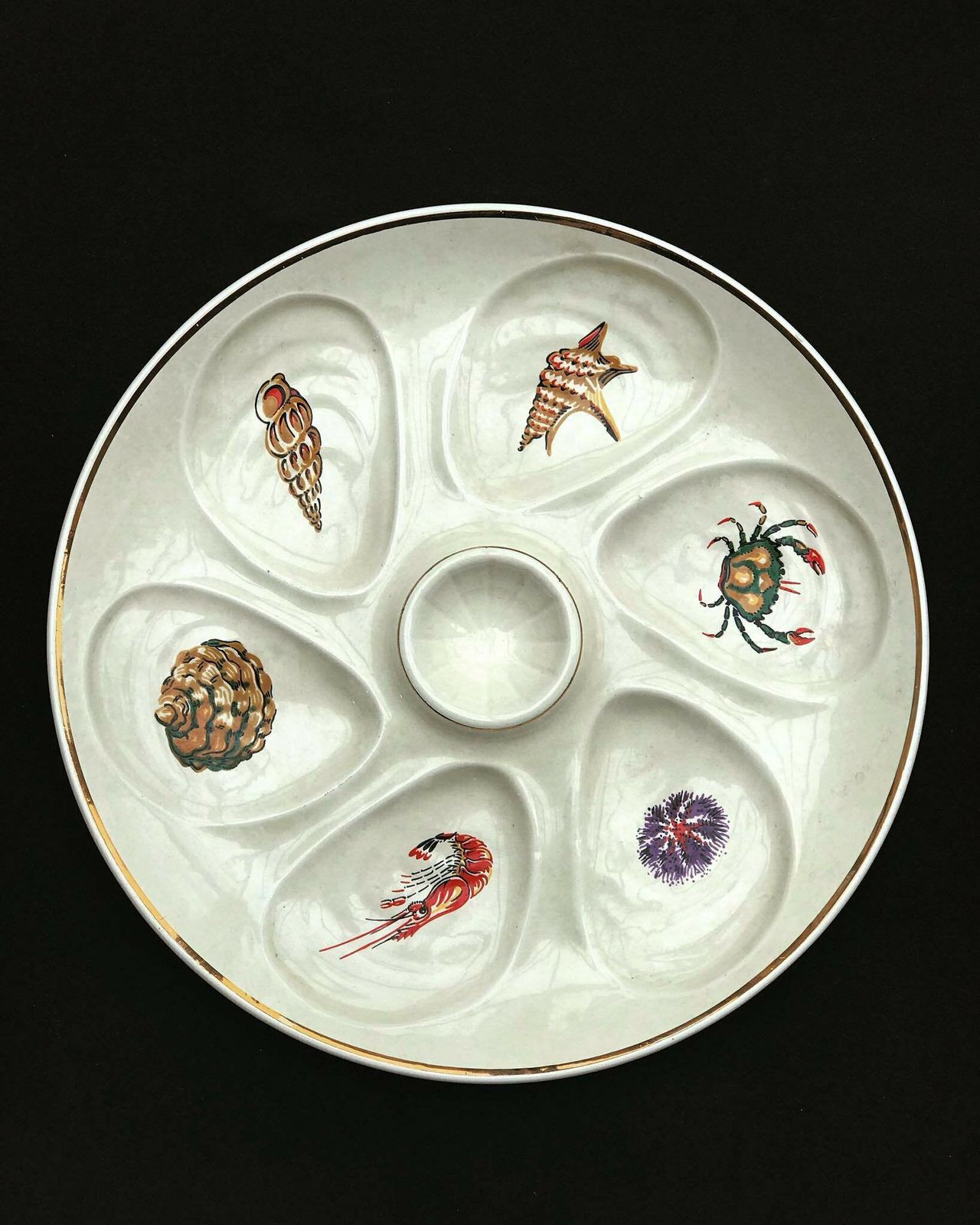 French Oyster Plate Vintage Oyster 1 Platter Salins Oysters Dish Oysters, Shellfish Seafood France Saside Wall Decor Kitchen Beach Home photo furniture